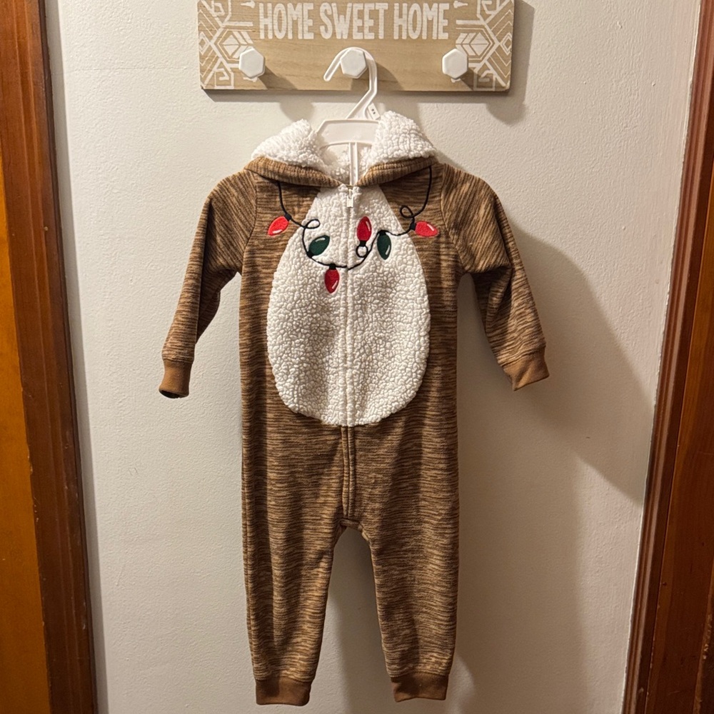 Carter's Brown Reindeer Footie with White Accents
